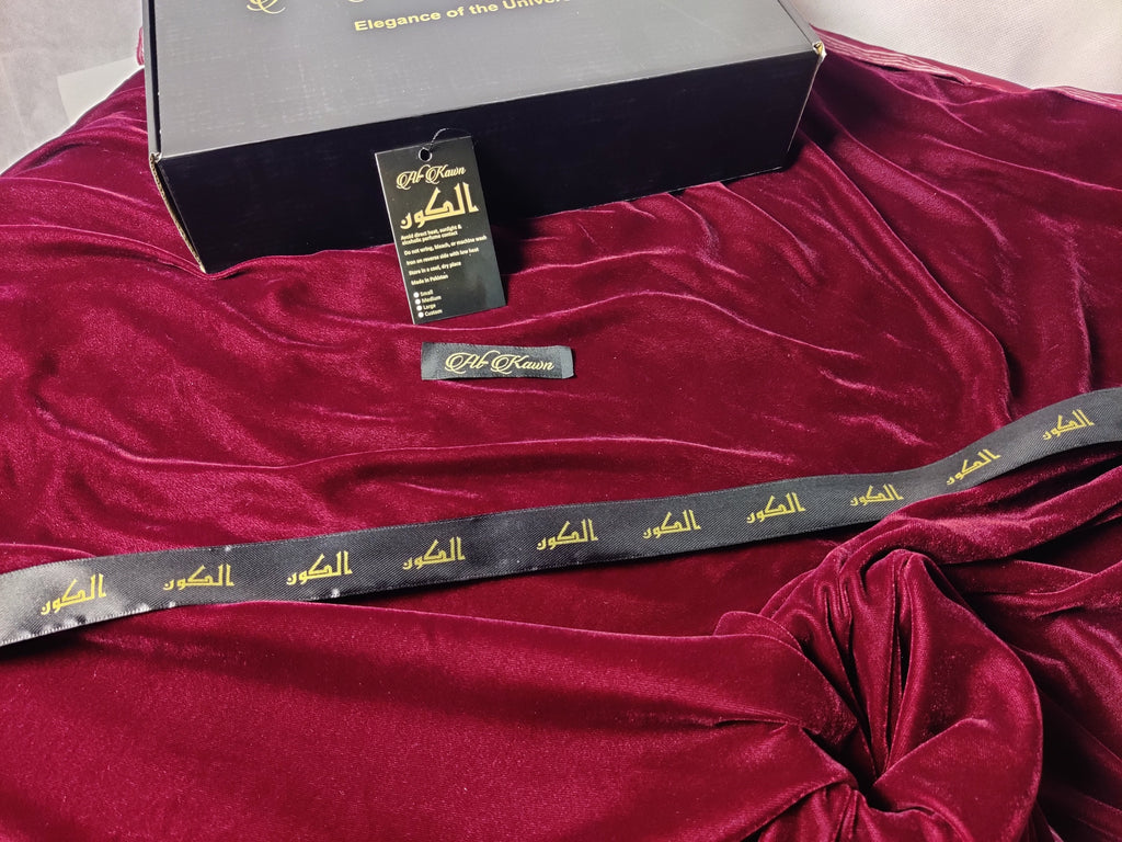 Al-Kawn | “Velora Blush” Velvet Kurta Shalwar – Royal Pink with Golden Grace