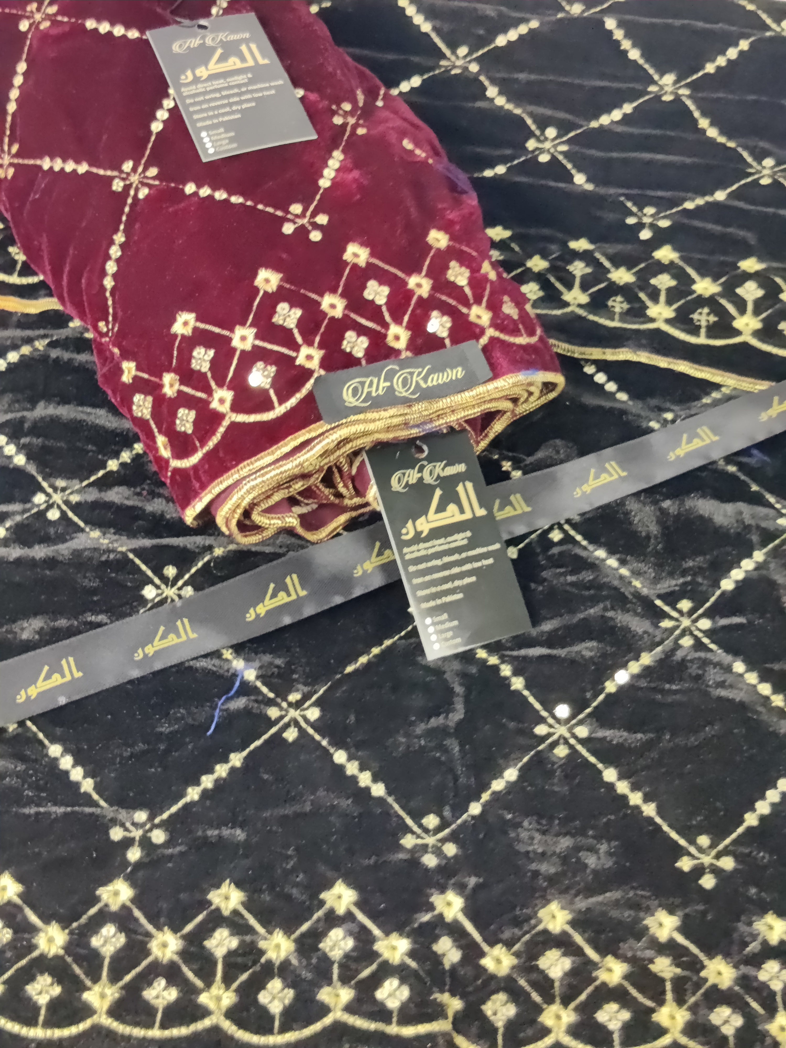 Luxury Micro Velvet Shawl – Hand Embroidered with Gold Sequin Detailing