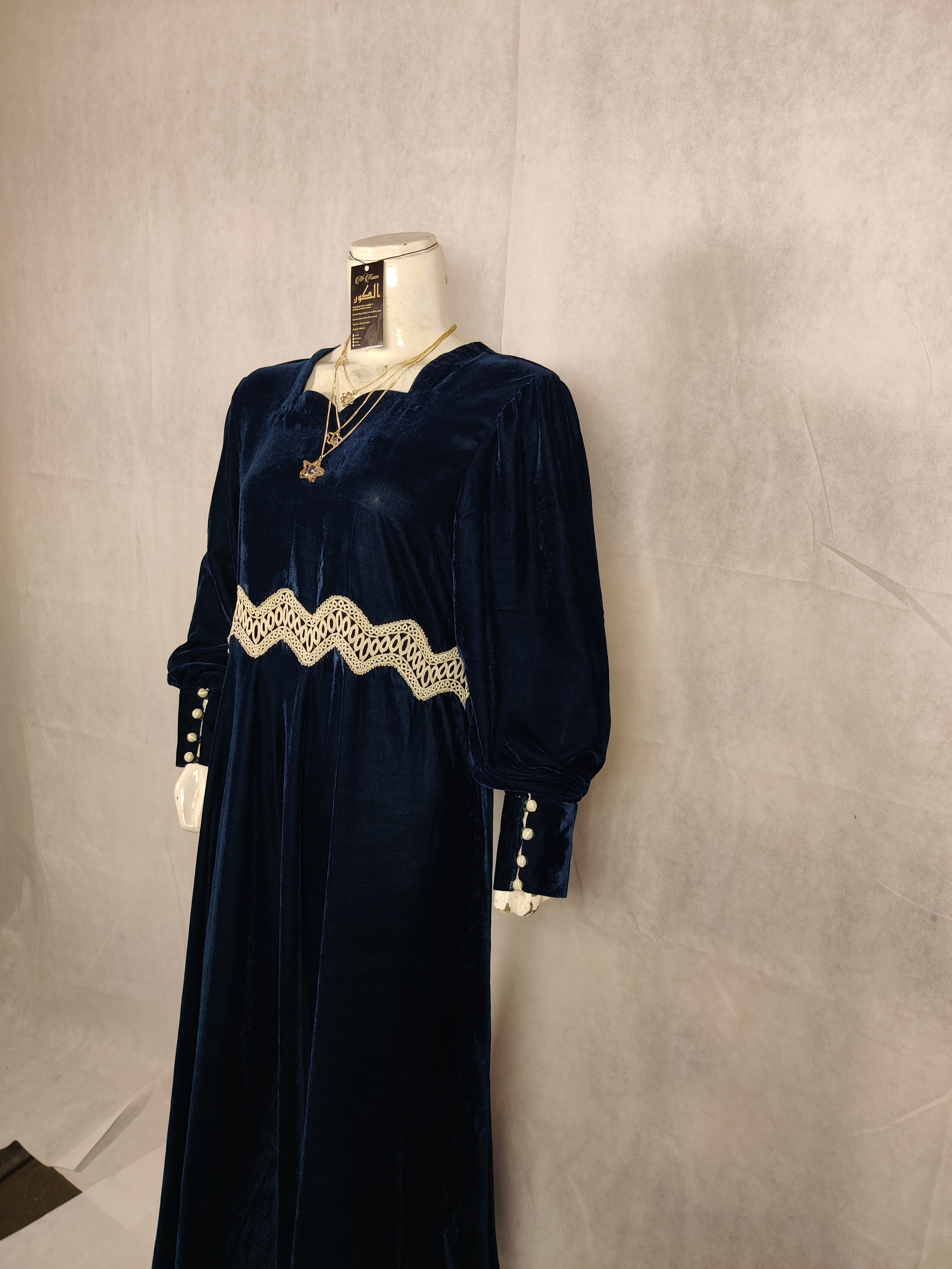 Velora Royal Velvet Frock – Midnight Blue Elegance