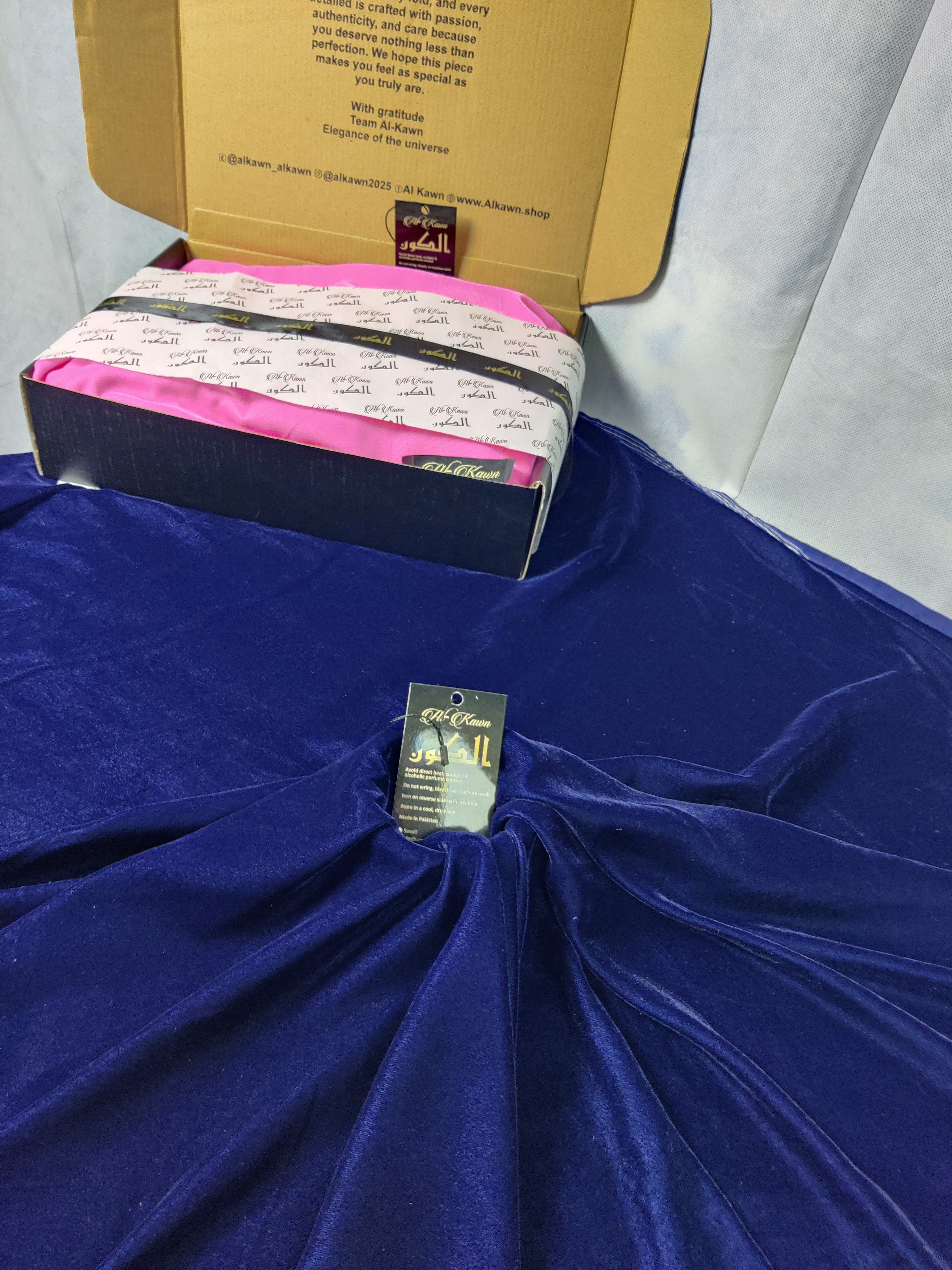 Al-Kawn | “Velora Blush” Velvet Kurta Shalwar – Royal Pink with Golden Grace