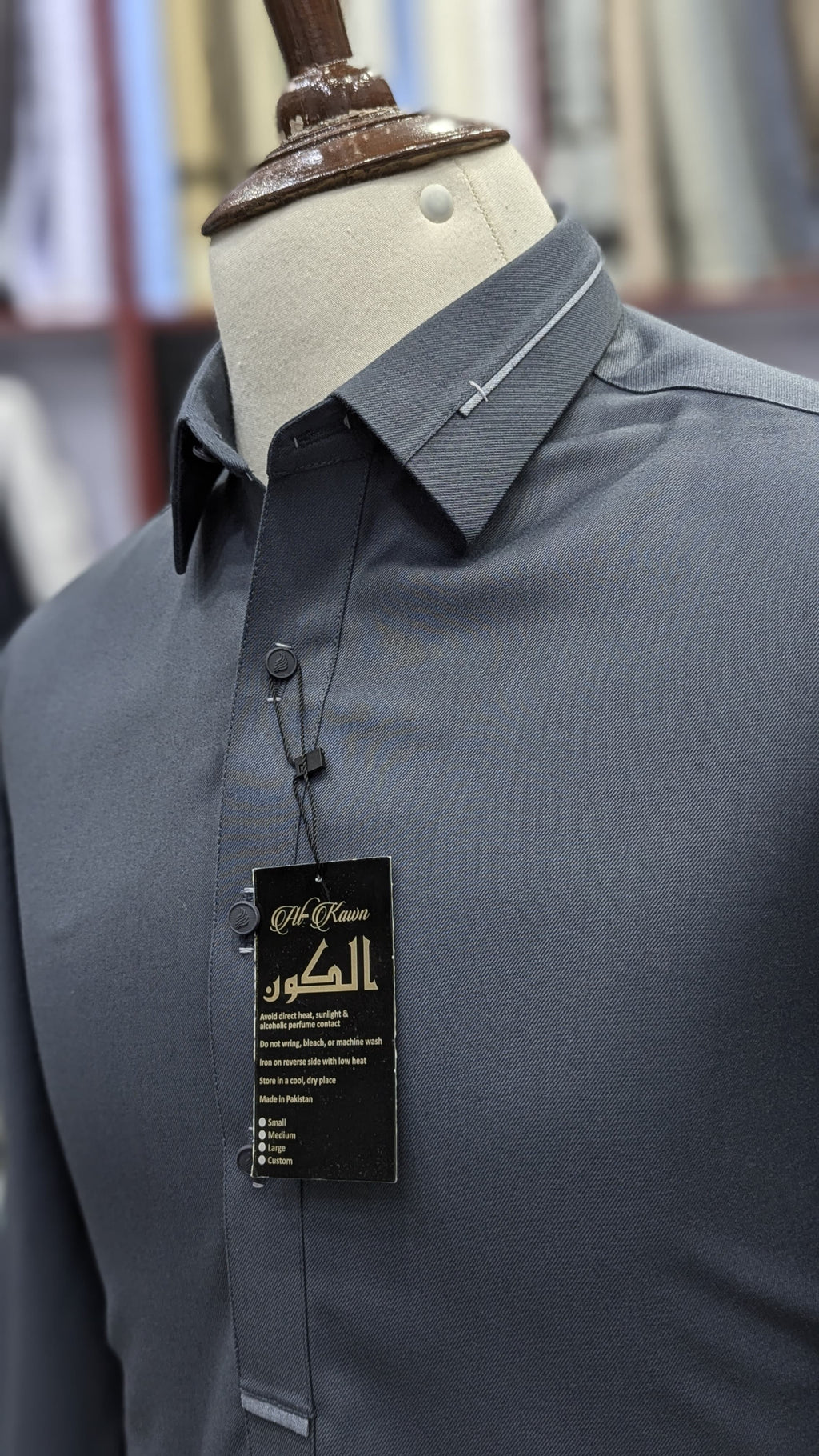 Luxury Men’s Shalwar Kameez – Premium Imported Wool, Elegant Smoke Grey Design