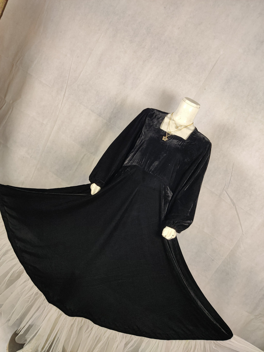 “Velora Noir” Micro 13000 Velvet Frock – Royal Black with White Organza Grace