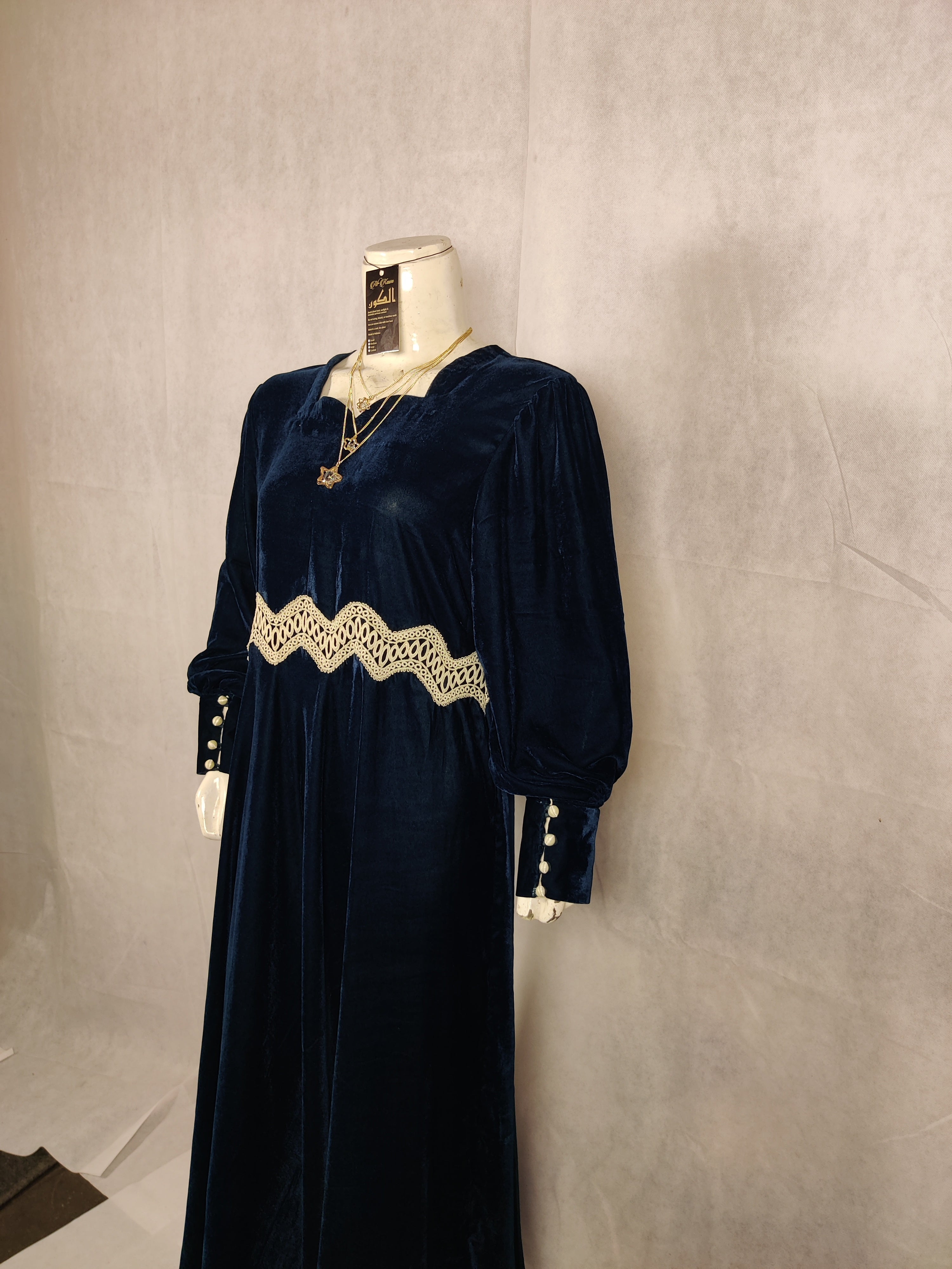 Velora Royal Velvet Frock – Midnight Blue Elegance
