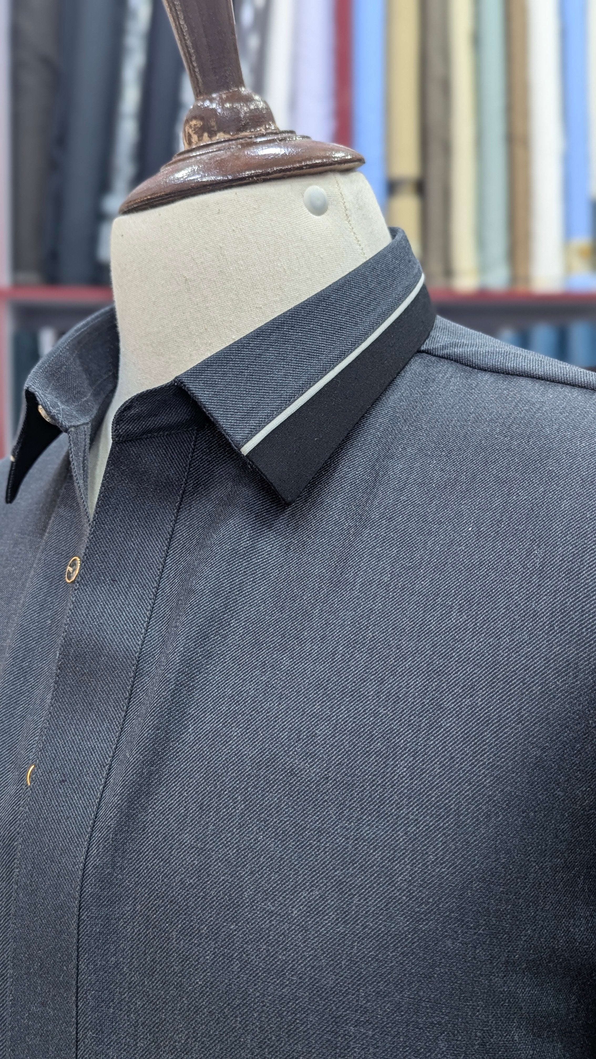 Luxury Men’s Shalwar Kameez – Premium Imported Wool, Elegant Grey n Black Design