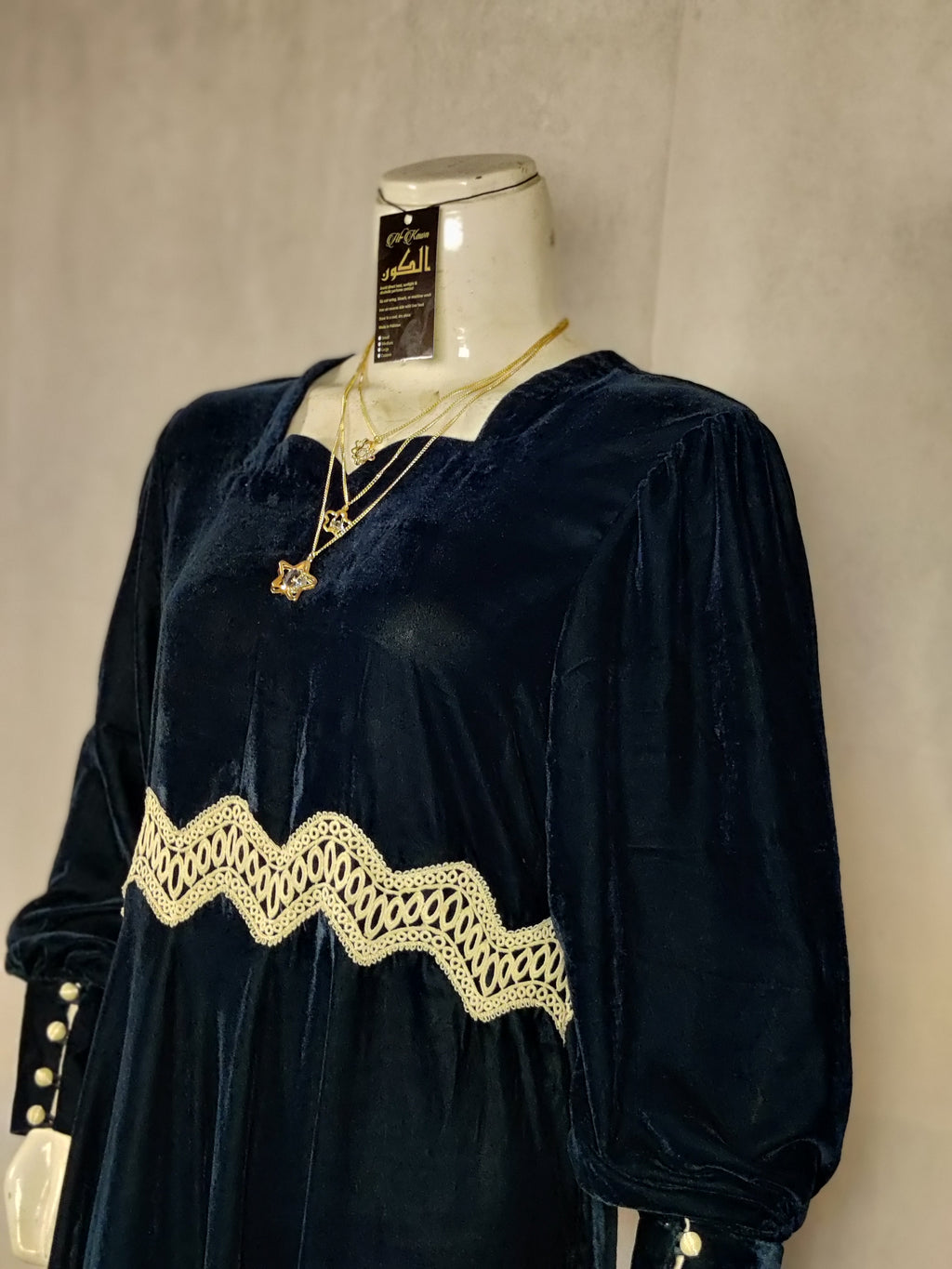Velora Royal Velvet Frock – Midnight Blue Elegance